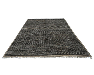 Alfombra marroquí de lana tejida a mano en marrón de 9 x 12 pulgadas