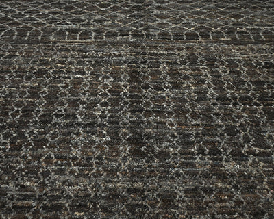 Alfombra marroquí de lana tejida a mano en marrón de 9 x 12 pulgadas