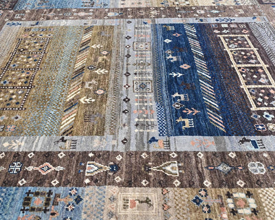 Alfombra afgana Khurgeen multicolor de lana anudada a mano de 4x6