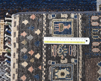 Alfombra afgana Khurgeen multicolor de lana anudada a mano de 4x6