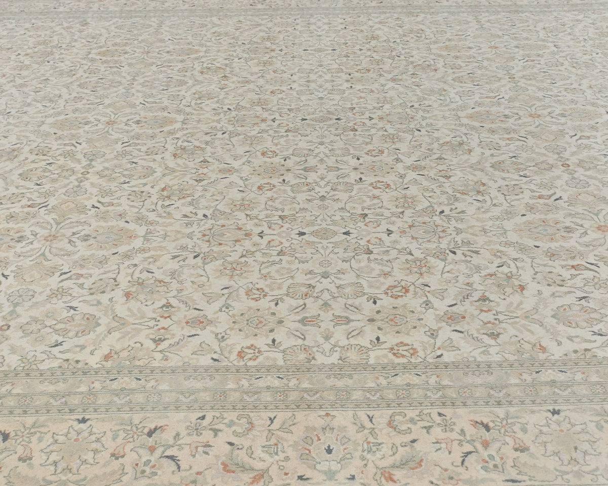 Alfombra de lana anudada a mano, estilo persa oriental, beige, 9 x 12