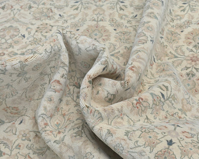 Alfombra de lana anudada a mano, estilo persa oriental, beige, 9 x 12