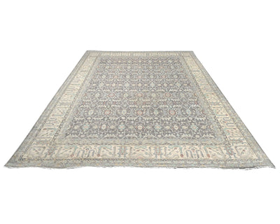 Alfombra afgana de lana anudada a mano, color gris Zeigler, 12 x 15