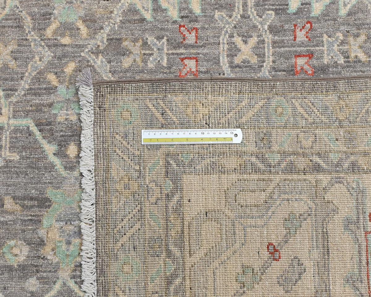 Alfombra afgana de lana anudada a mano, color gris Zeigler, 12 x 15