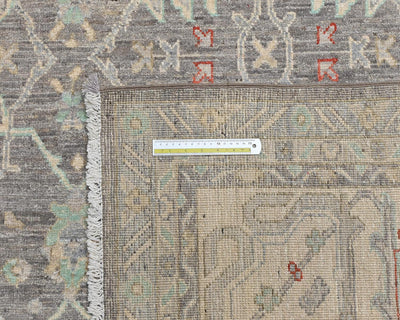 Alfombra afgana de lana anudada a mano, color gris Zeigler, 12 x 15