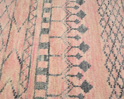 Alfombra marroquí de lana tejida a mano de color rosa de 2,4 metros