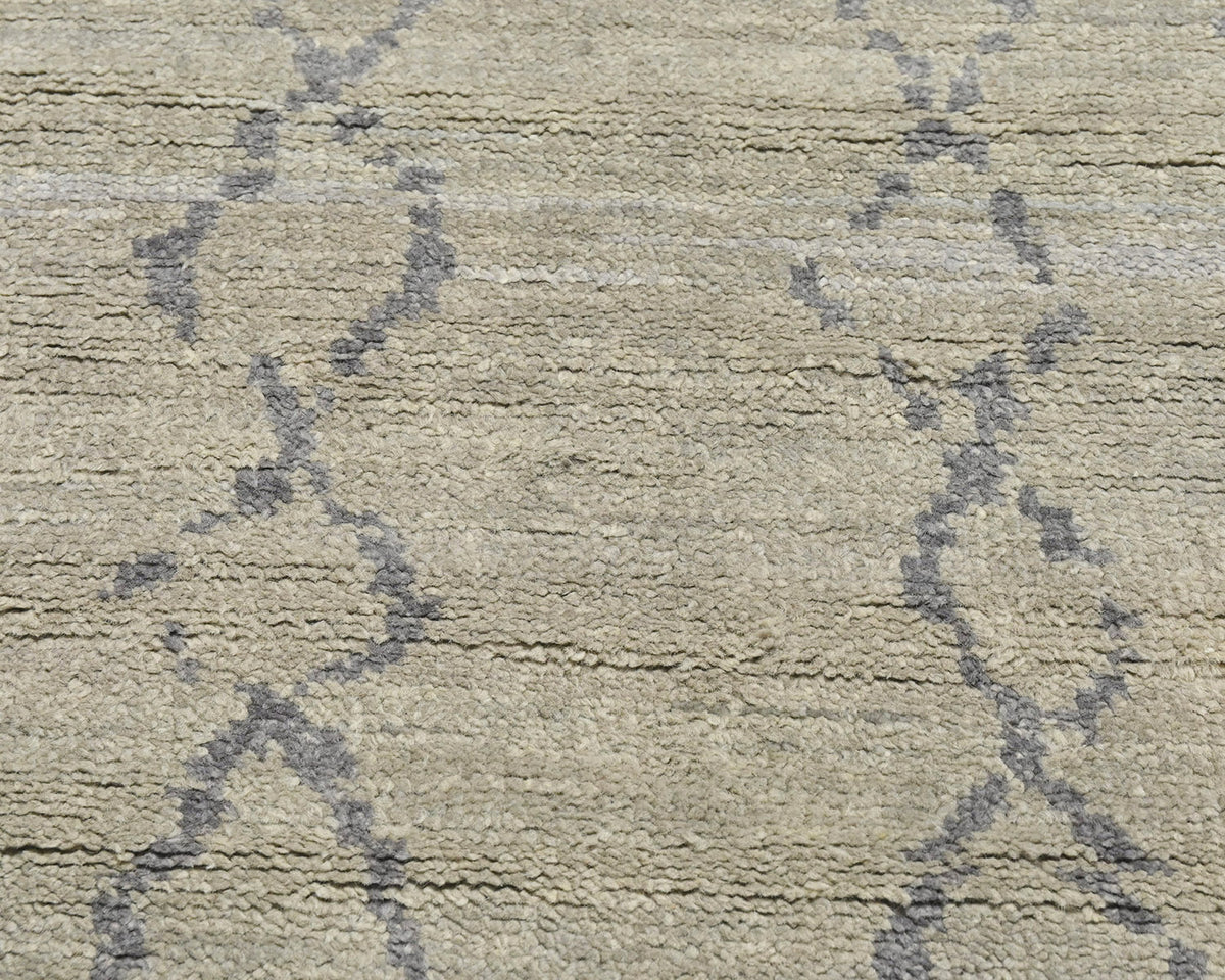 10 Feet Moroccan Gray Hand Woven Wool Runner Rug