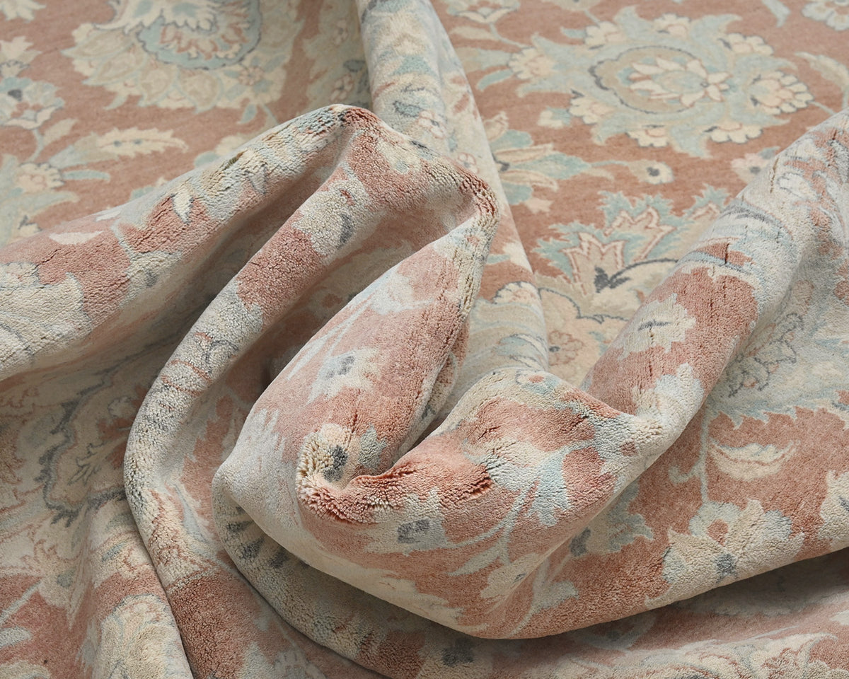 Alfombra de lana anudada a mano de estilo persa oriental de 9 x 12 pulgadas