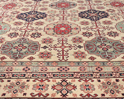 13x16 Beige Kuba Afghan Hand Knotted Wool Area Rug