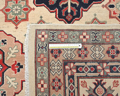 13x16 Beige Kuba Afghan Hand Knotted Wool Area Rug