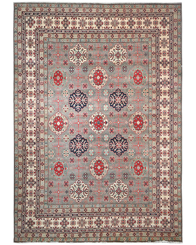 Alfombra afgana Kuba de lana anudada a mano, color gris, de 13 x 16 pulgadas