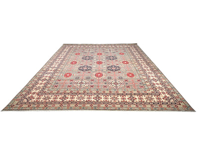 Alfombra afgana Kuba de lana anudada a mano, color gris, de 13 x 16 pulgadas