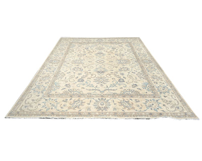 Alfombra afgana de lana anudada a mano Zeigler beige de 12 x 14 pulgadas