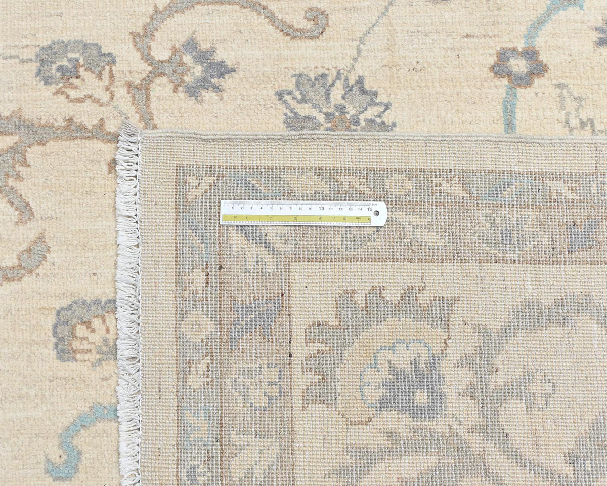 Alfombra afgana de lana anudada a mano Zeigler beige de 12 x 14 pulgadas