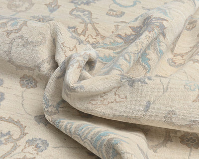 Alfombra afgana de lana anudada a mano Zeigler beige de 12 x 14 pulgadas