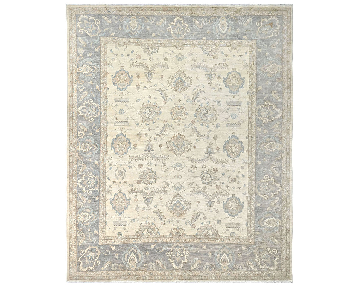 12x14 Zeigler Beige Afghan Hand Knotted Wool Area Rug