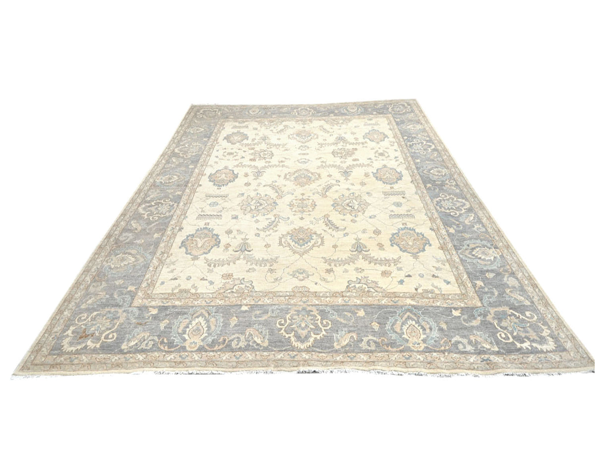 12x14 Zeigler Beige Afghan Hand Knotted Wool Area Rug