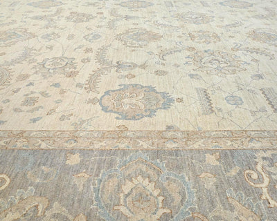 12x14 Zeigler Beige Afghan Hand Knotted Wool Area Rug