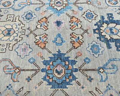 12 Ft Silver Gray Aryana Afghan Hand Knotted Veg Dye Wool Runner Rug