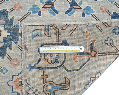 Alfombra afgana Aryana de lana teñida con vegetales, anudada a mano, color gris plateado, de 3,6 m