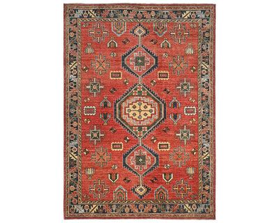 Alfombra afgana Ersari de lana teñida con vegetales, anudada a mano, de 6 x 8 pulgadas, color rojo y azul