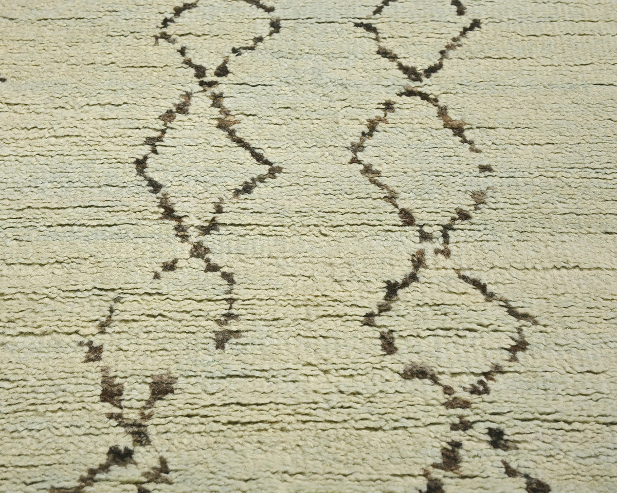9 Feet Moroccan Beige Hand Woven Wool Runner Rug