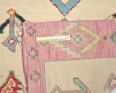Alfombra marroquí de lana tejida a mano en beige de 4 metros