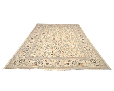 Alfombra afgana de lana anudada a mano, color beige, de 10 x 14 pulgadas, Chobi