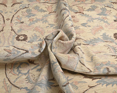 Alfombra afgana de lana anudada a mano, color beige, de 10 x 14 pulgadas, Chobi