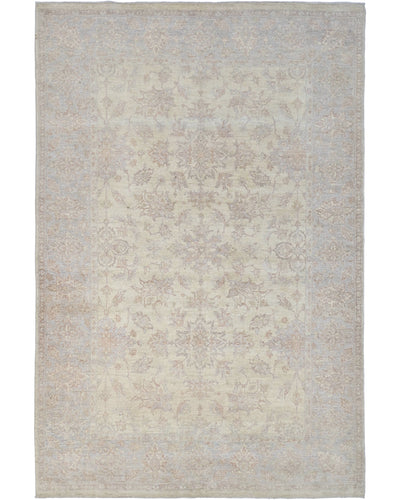 Alfombra de lana anudada a mano, estilo persa oriental beige, de 6 x 9 pulgadas