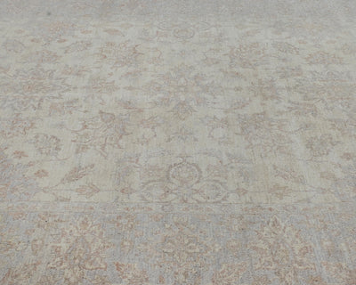 Alfombra de lana anudada a mano, estilo persa oriental beige, de 6 x 9 pulgadas