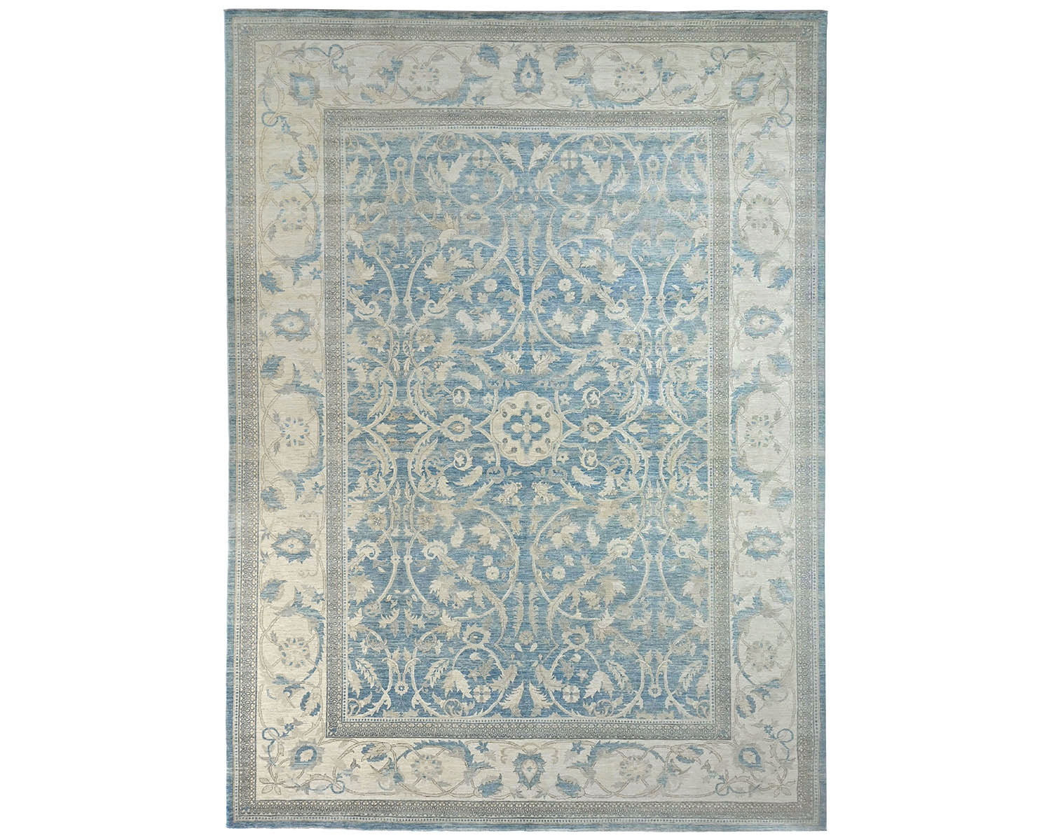 Alfombra afgana de lana anudada a mano azul de alta calidad Chobi de 10 x 14 pulgadas