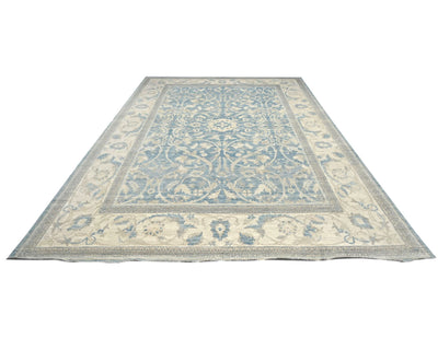 Alfombra afgana de lana anudada a mano azul de alta calidad Chobi de 10 x 14 pulgadas