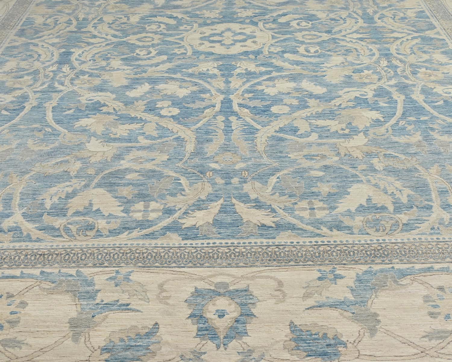 Alfombra afgana de lana anudada a mano azul de alta calidad Chobi de 10 x 14 pulgadas