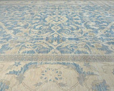 Alfombra afgana de lana anudada a mano azul de alta calidad Chobi de 10 x 14 pulgadas
