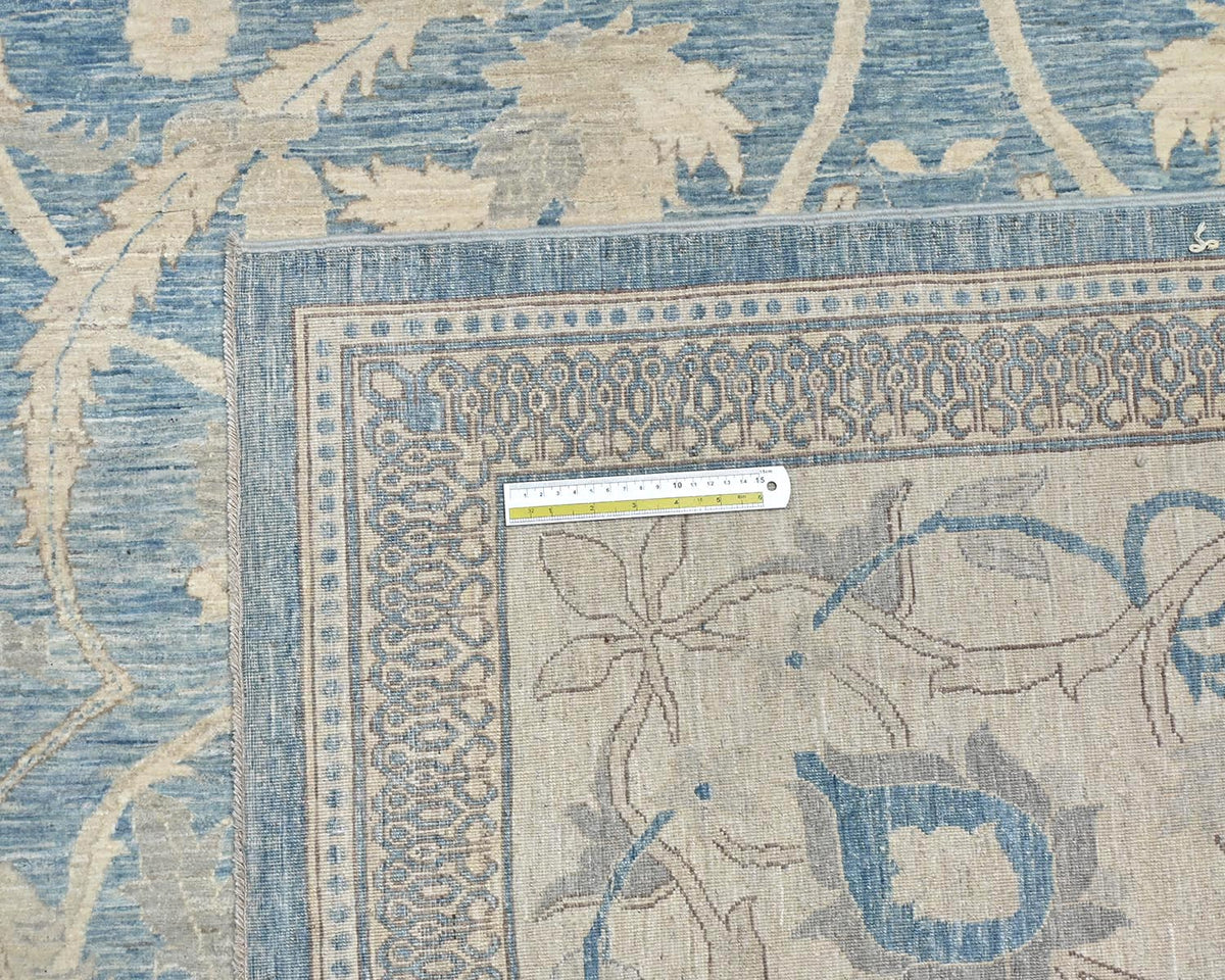 Alfombra afgana de lana anudada a mano azul de alta calidad Chobi de 10 x 14 pulgadas