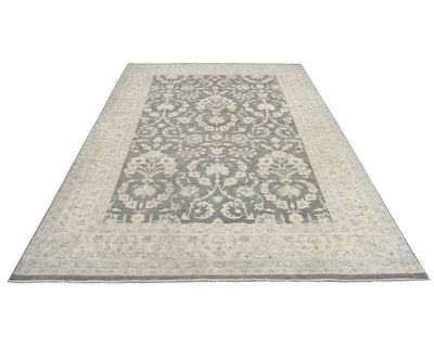 Alfombra de lana anudada a mano, estilo persa, con diseño floral, color gris oriental, de 6 x 9 pulgadas