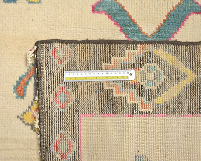 Alfombra marroquí de lana tejida a mano en beige de 3,6 metros