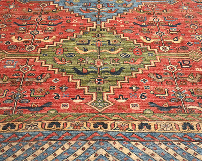Alfombra afgana Ersari de lana teñida con vegetales, anudada a mano, color rojo óxido, 6 x 8