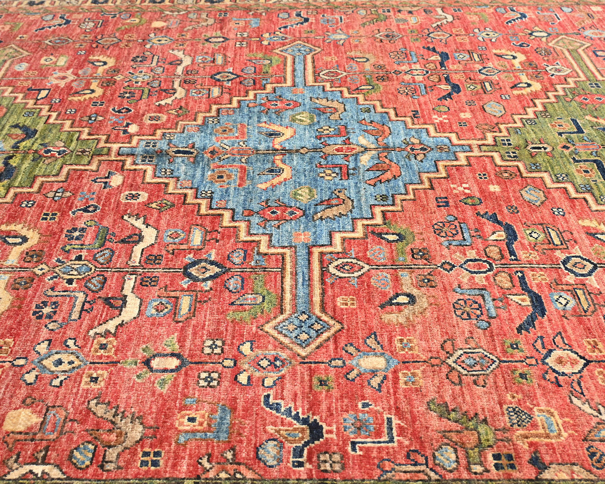 Alfombra afgana Ersari de lana teñida con vegetales, anudada a mano, color rojo óxido, 6 x 8