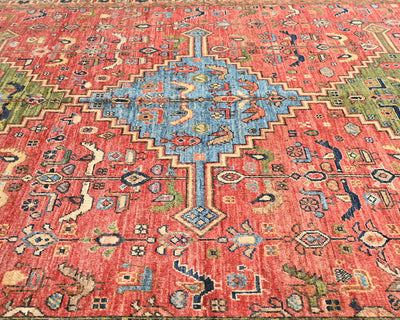 Alfombra afgana Ersari de lana teñida con vegetales, anudada a mano, color rojo óxido, 6 x 8