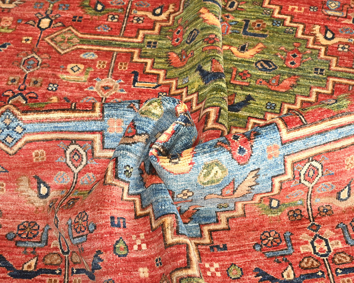 Alfombra afgana Ersari de lana teñida con vegetales, anudada a mano, color rojo óxido, 6 x 8