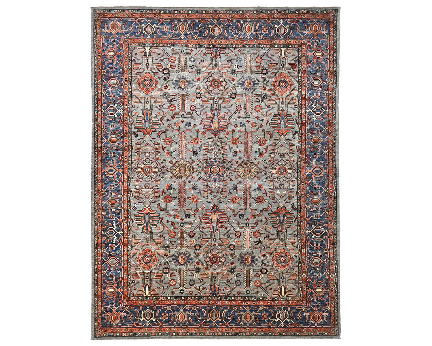 9x12 Gray Aryana Afghan Hand Knotted Veg Dye Wool Area Rug