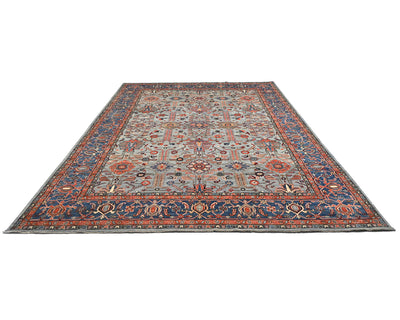 9x12 Gray Aryana Afghan Hand Knotted Veg Dye Wool Area Rug
