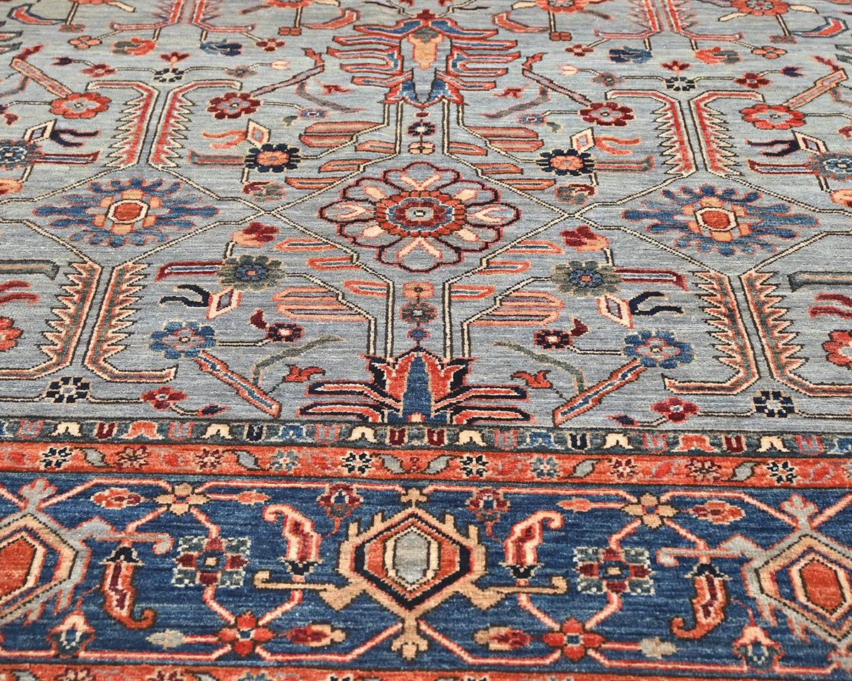 9x12 Gray Aryana Afghan Hand Knotted Veg Dye Wool Area Rug