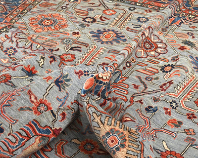 9x12 Gray Aryana Afghan Hand Knotted Veg Dye Wool Area Rug