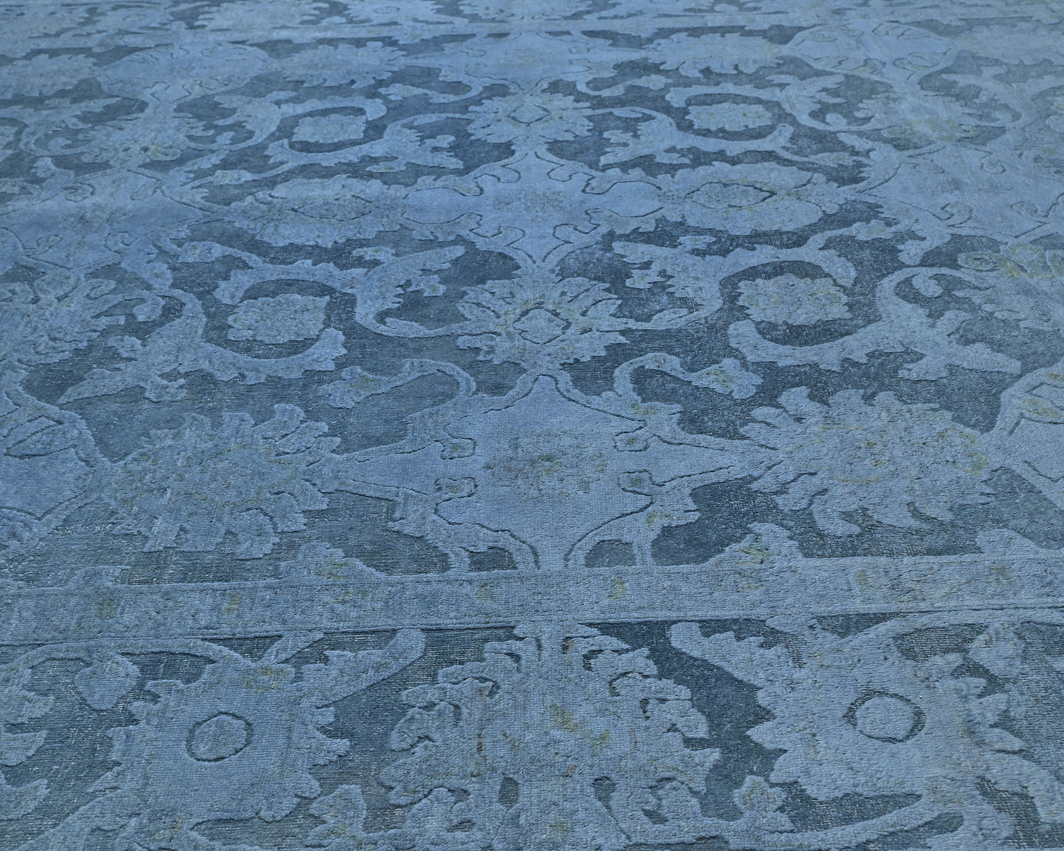 8x10 Blue Chobi Over Dye Afghan Hand Knotted Floral High Low Wool Area Rug