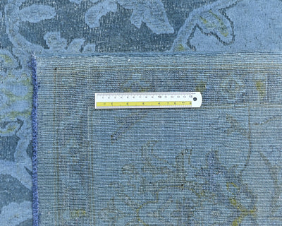 8x10 Blue Chobi Over Dye Afghan Hand Knotted Floral High Low Wool Area Rug