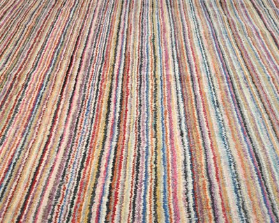 Alfombra marroquí multicolor de lana tejida a mano de 9 x 12 pulgadas