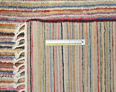 Alfombra marroquí multicolor de lana tejida a mano de 9 x 12 pulgadas